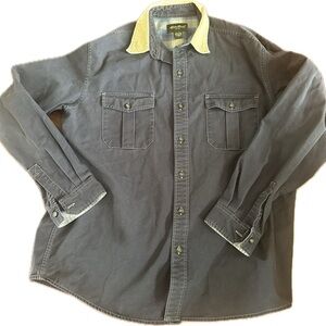 Vintage Eddie Bauer Jacket  Dark navy blue jean color w/ a cream corduroy collar